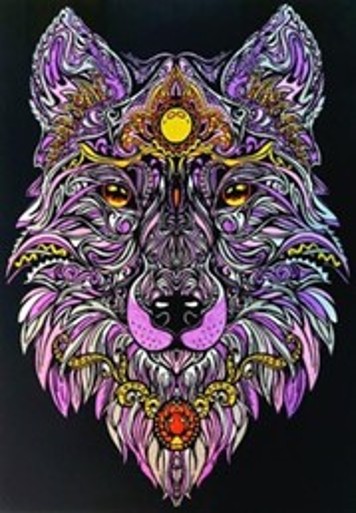 Coloring picture in the motif of a wolf. 